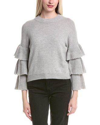Autumn Cashmere Tiered Ruffle Sleeve Cashmere Sweater