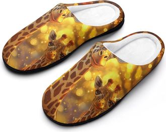 Generic Giraffe Family Sunset Mens House Slippers Memory Foam Washable Cotton Slip on Home Shoes