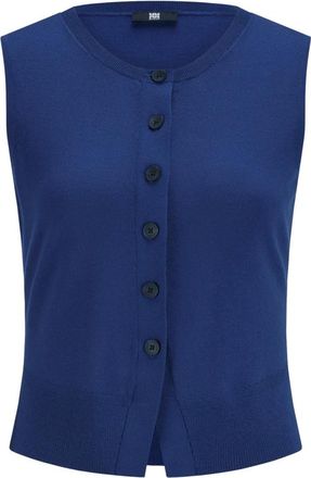 Riani Truien & Vesten, Dames, Blauw, S, Denim, Fijngebreide Vest met Knopen