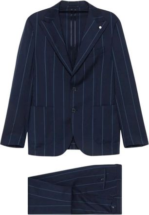 L.B.M. 1911 Single Breasted Suit - Heren - Business pakken - Blauw - M - Katoen - Kostuums