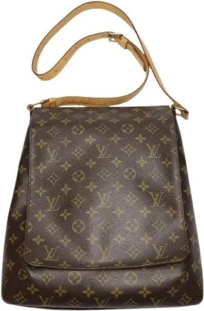 Louis Vuitton Tweedehands Canvas Louis Vuitton tassen - Dames - Vintage Schoudertas - Bruin - ONE Size - Vintage
