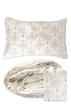 BedVoyage Cooling 100% Viscose Duvet Cover Set - Soft, Breathable Sleep in White Damask at Nordstrom, Size Full