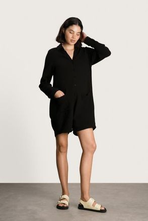 Nom Maternity Juniper Maternity & Nursing Cotton Romper in Washed Black at Nordstrom, Size Medium