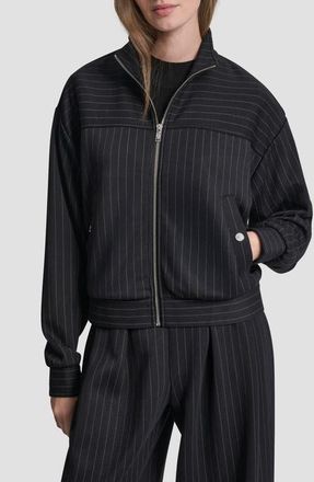 DKNY Pinstripe Zip Jacket in Black Pinstripe at Nordstrom, Size Xx-Small