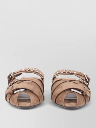 Ash brigit flat mules peep toe straps