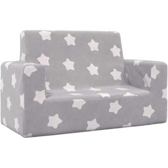 vidaXL Vidaxl - Sof&aacute; Infantil De 2 Plazas Gris Claro Con Estrellas Felpa Suave
