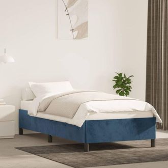 vidaXL Giroletto senza Materasso Blu Scuro 90x190 cm in Velluto - Vidaxl