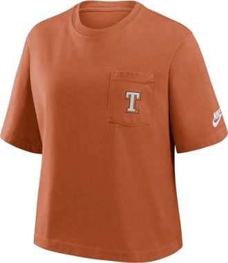 Nike Texas Legacy Pocket Boxy Nike Womens College T-Shirt in Orange | 11CM81FTXV-SYF