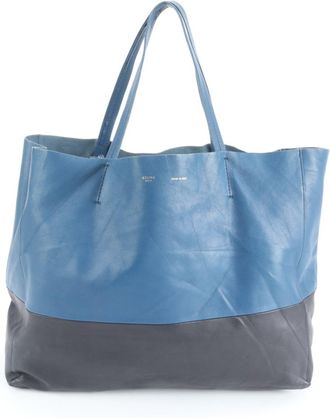 Celine Black Blue Leather Handbag Shoulder Bag Tote Bag (Pre-Owned)