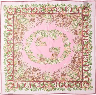 Gucci Interlocking G Floral Print Silk Scarf