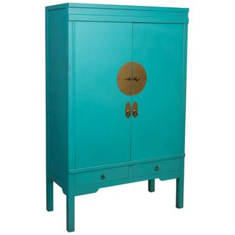 Wanderlust Deco Armario de madera de 2 cajones y 2 puertas 100x45x160