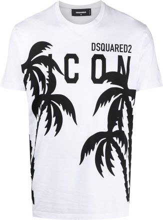 Dsquared2 palm tree logo-print T-shirt - men - Cotton - L - White