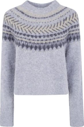 Barbour Jersey Annette Fair Isle con cuello redondo - Knitwear - Mujer - Gris - M