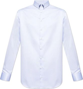 Giorgio Armani Klassiek overhemd - Heren - Casual Overhemden - Blauw - 4XL - Katoen - Overhemden