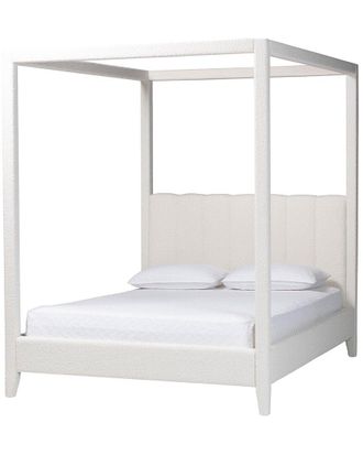 Baxton Studio Aerona Boucle Upholstered Queen Canopy Bed