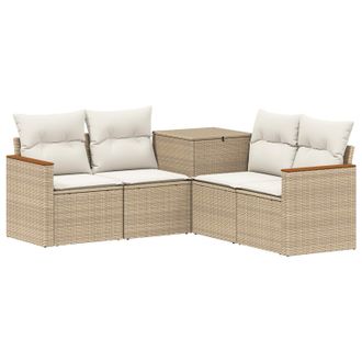 vidaXL Juego De Sof&aacute; 5 Uds. Beige Y Blanco Crema Vidaxl