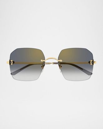 Cartier Classic Décor C Geometric Metal Sunglasses