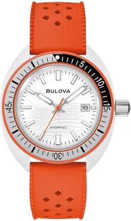 Bulova Snorkel Sea Turtle Rubber Strap Watch, 41mm in Orange at Nordstrom