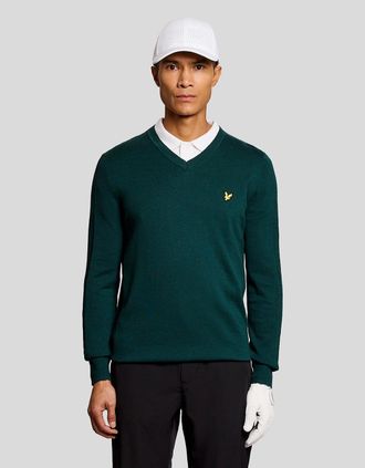 Lyle & Scott Lyle And Scott Mens Cotton Blend V-Neck Jumper - Green - Size: 38
