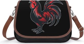 Generic Rooster Flag Red Cock Crossbody Bags for Women Shoulder Messenger Bag Purse Handbags