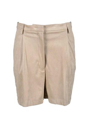 Violanti Beige Pleated Polyester-Blend Shorts