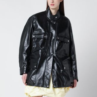Prada Peacoat in black antiqued leather