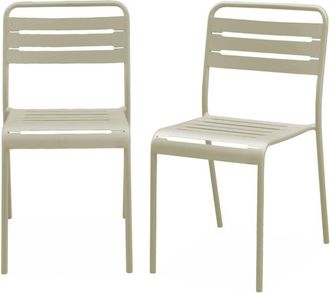 Sweeek Pair of steel and stackable garden chairs, Amelia, Beige, 44x52x79 cm