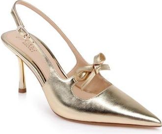 Badgley Mischka Zaya Pointed Toe Slingback Pump in Gold Metallic at Nordstrom, Size 5.5