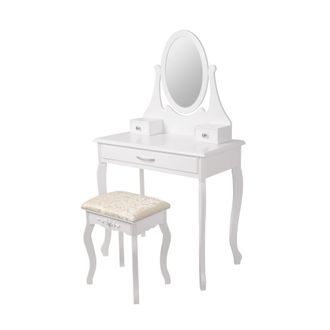 ML Design Tocador con taburete, blanco, 75x140x40 cm, aglomerado mdf