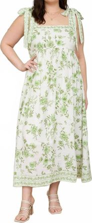 Blu Pepper Floral Border Midi Dress - Plus In Green Multi
