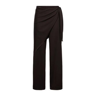 &Co Woman Wijde Crepe Broek - Dames - Broeken - Bruin - Maat: L Poliester