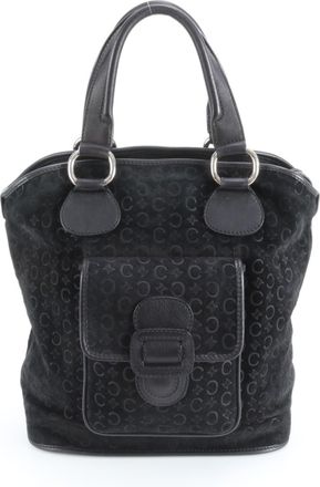 Celine Macadam Black Leather Handbag Tote Bag (Pre-Owned)