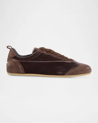 Jil Sander Etage Velvet and Suede Low-Top Sneakers