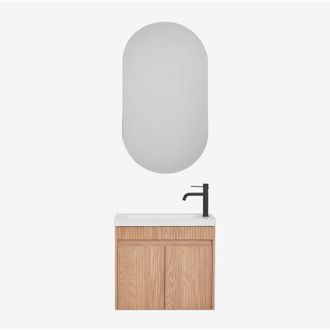Sklum Conjunto De Mueble De Ba&ntilde;o Suspendido En Madera Con Lavabo Integrado Narek Sklum