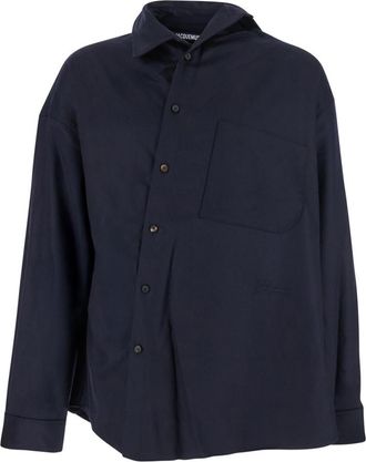 Jacquemus Navy Blue Asymmetric Oversized Shirt
