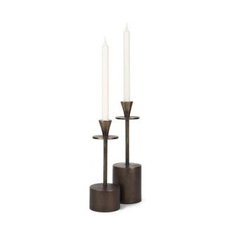 Mercana Petria Antiqued Textured Metal Taper Candle Holders in Antiqued Gold at Nordstrom