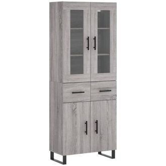 vidaXL Vidaxl - Aparador Alto Madera Contrachapada Gris Sonoma 69,5x34x180 Cm