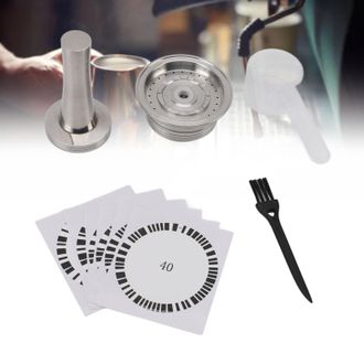 Infinite C&aacute;psula De Caf&eacute; Reutilizable De Acero Inoxidable De 230 Ml Con Prensador, Cuchara, Cepillo, Pegatinas Y Sellos Para Cafeteras Dom&eacute;sticas - Juego Compl
