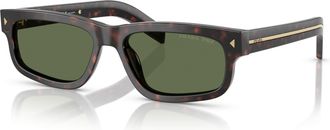 Prada Polarized Green Rectangular Mens Sunglasses PR B11S 17N20G 55