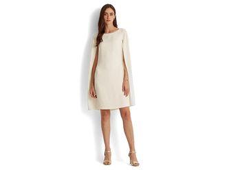 Lauren Ralph Lauren Cape Georgette Cocktail Dress Womens Dress Mascarpone Cream : 10, Polyester
