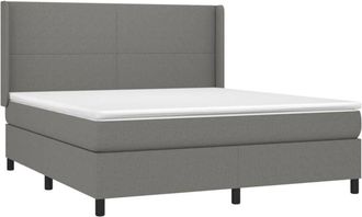 vidaXL Vidaxl - Cama Box Spring Colch&oacute;n Y Luces Led Tela Gris Oscuro 160x200 Cm