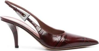 PARIS TEXAS Pumps, female, Red, Size: 8 1/2 US Leather Slingback Pumps with Pointed Toe