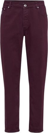 Brunello Cucinelli Brunello Cucinelli, Slim-fit Jeans, male, Red, Size: 3XL Bordeaux Cotton Trousers