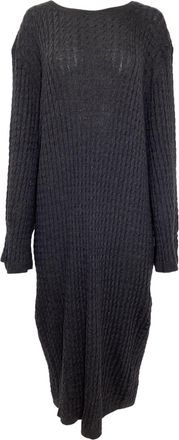 Toteme Cable Knit Midi Dress in Grey Wool