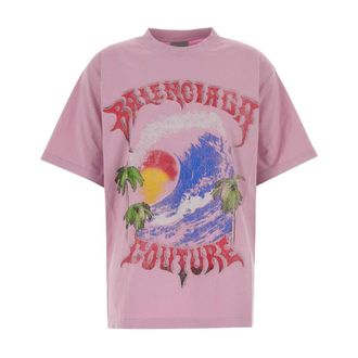 Balenciaga Oversized T-Shirt - female - Balenciaga - T-Shirts - Pink - M - Tops