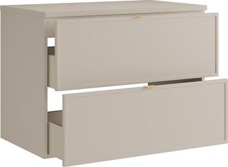 Vente-Unique Mueble de ba&ntilde;o suspendido con encimera - Beige - 80 cm - ONDIL
