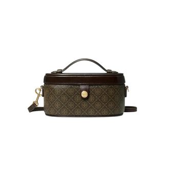 Tory Burch Tory Burch, Handbags, female, Brown, Size: ONE SIZE T Monogram Coated Canvas Vanity Case