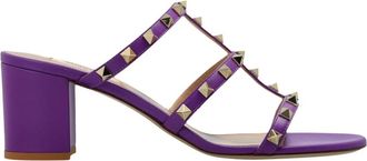 Valentino Garavani Schoenen, Dames, Paars, 37 EU, Leer, Rockstud 60 Leren Mules