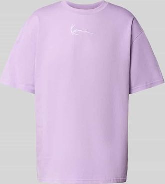 Karl Kani T-Shirt mit Label-Stitching in Violett, Gr&ouml;&szlig;e L