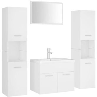 vidaXL Juego De Muebles De Ba&ntilde;o Madera De Ingenier&iacute;a Blanco Vidaxl